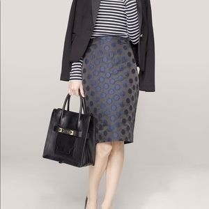 J.Crew Women's Blue Polka-dot Brocade Pencil Skirt